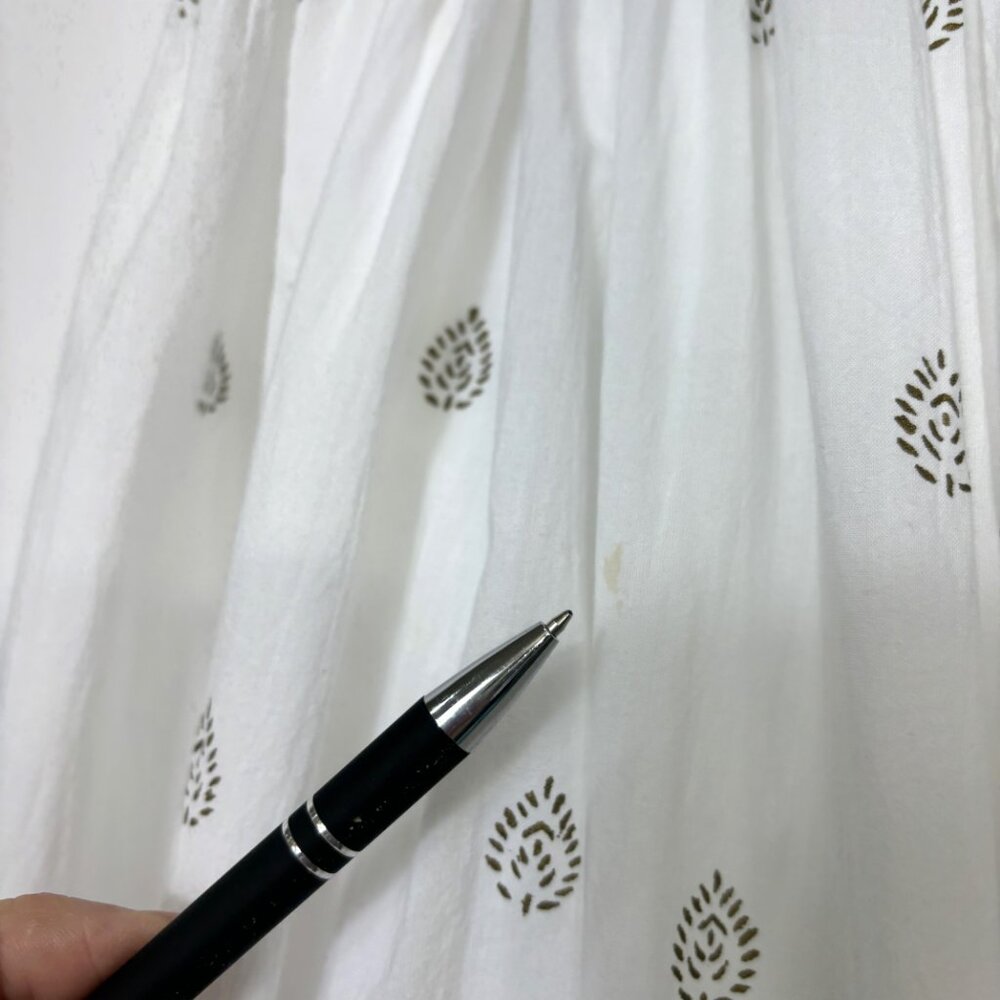 For the Republic White Gold Paisley 100% Cotton Gathered Midi Skirt sz XL - Picture 12 of 12